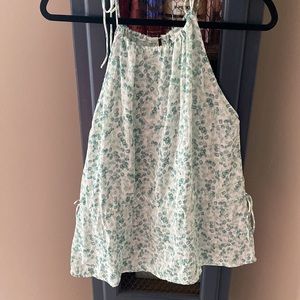 Green & White H&M Halter Top - Tie shoulder Strings and Adjustable Waist Strings